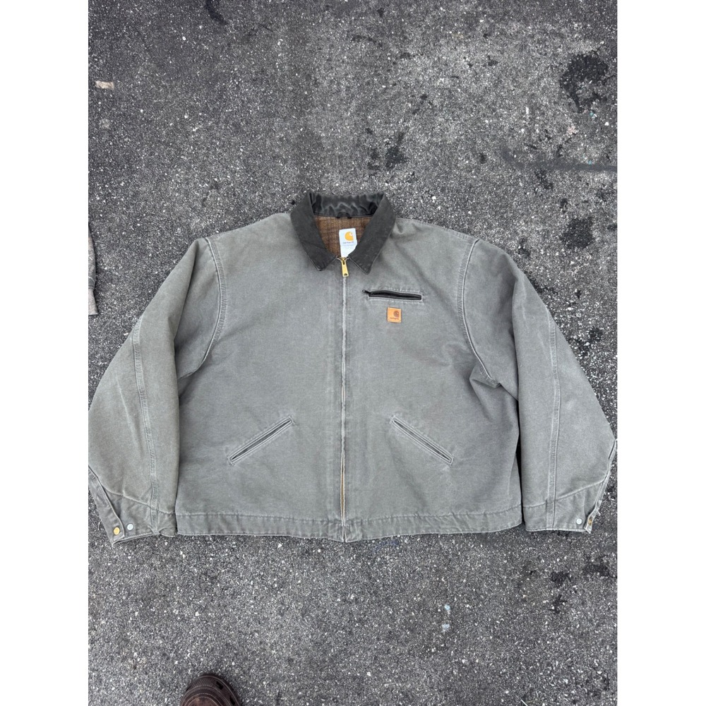 Carhartt J97 GVL Detroit Jacket Gravel Grey Plaid Blanket Lined Size 4XL Tall